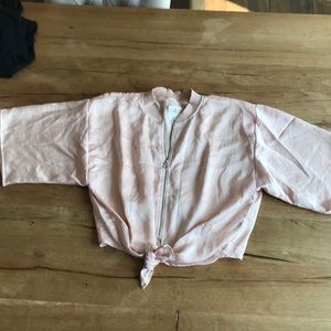 Anthropologie Hei Hei satin zip/ tie front